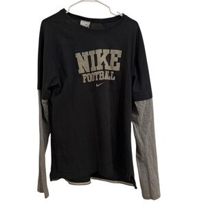 Nike Vintage Football Long Sleeve Layered Gray XXL Fits Like XL Athletic Tshirt